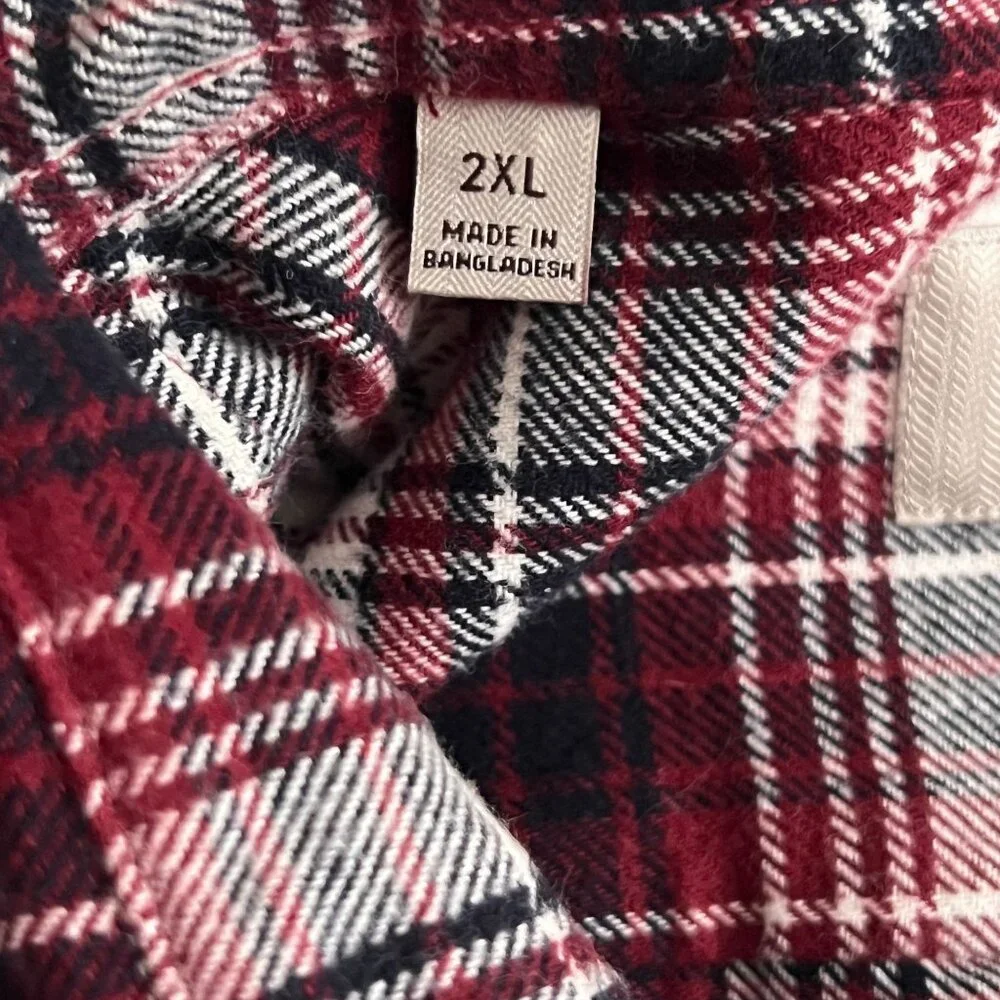 Jachs Tartan Plaid Red Flannel Button Up Shirt Mens 2XL Pockets Casual Outdoor